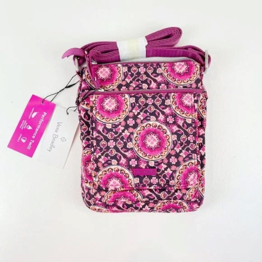 Vera Bradley RFID Mini Hipster Raspberry Medallion Performance Twill